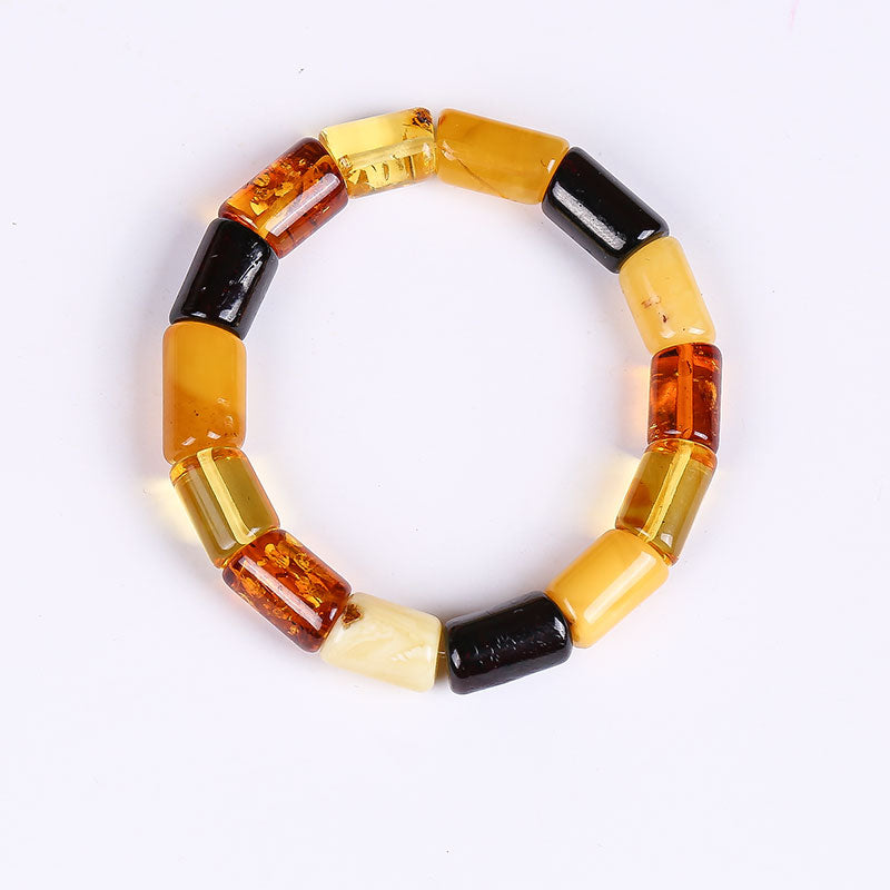 Fidelity natural amber Pure handmade leather cord Sterling silver DIY beeswax bracelet natural amber beeswax original stone