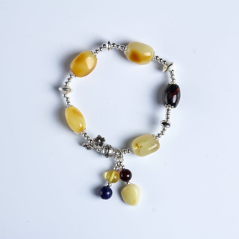 Fidelity natural amber abacus beads bracelet hand chu chu no optimization pills wheel beads DIY models Sterling silver original