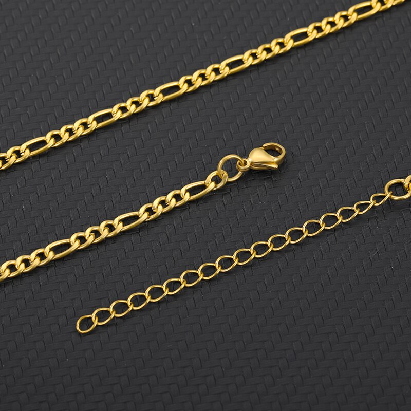 Figaro Chain Necklace Women Gold  Color Female Male Long Necklace Stainless Steel Classic Choker Chains Jewerly