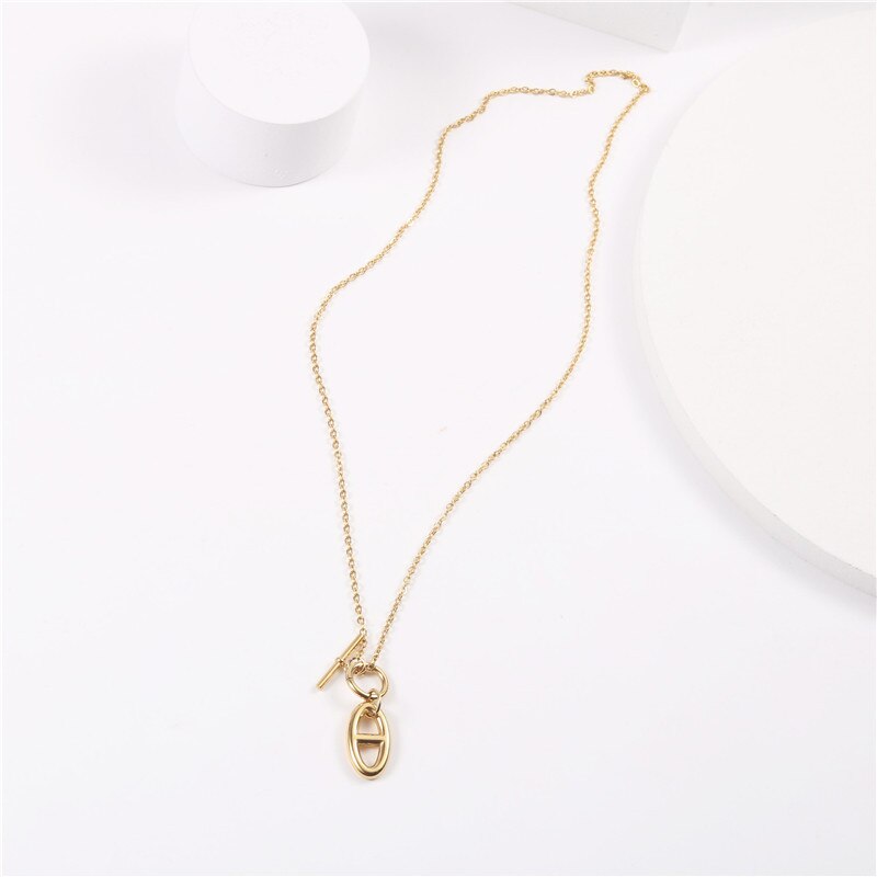Find Me Simple Alloy Geometric Pig Nose Pendant Necklace For Women Jewelry Accessories