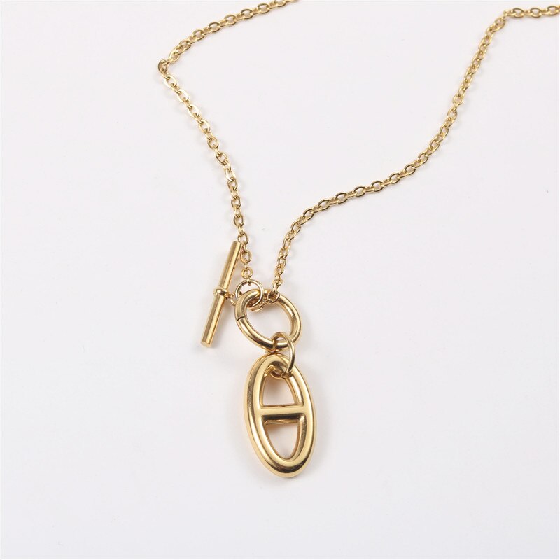 Find Me Simple Alloy Geometric Pig Nose Pendant Necklace For Women Jewelry Accessories