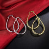 Fine 18K gold plated 925 Sterling Silver oval Rope 4.4cm hoop earrings for woman party Jewelry Wedding Christmas Gifts