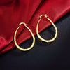 Fine 18K gold plated 925 Sterling Silver oval Rope 4.4cm hoop earrings for woman party Jewelry Wedding Christmas Gifts