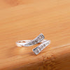 Fine 925 Stamped Silver  crystal Ring For women adjustable size party wedding engagement Jewelry Couple gifts