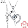 Fine 925 Sterling Silver Heart Pendant Necklace for women with Diamond Lab-created gem Stone Jewelry statement necklace wedding