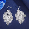 Fine 925 Sterling Silver Tassel Layered Leaves Drop Earrings for Woman party Trendsetter wedding Jewelry Holiday gift