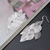 Fine 925 Sterling Silver Tassel Layered Leaves Drop Earrings for Woman party Trendsetter wedding Jewelry Holiday gift