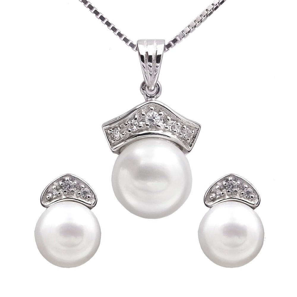 Fine 925 Sterling silver pearls jewelry sets 8-9.5mm AAA Natural pearls necklace earring Original H&Y Brand Promotion