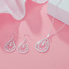 Fine 925 sterling Silver elegant water drop pattern Pendant Necklace earring For Women  party wedding Jewelry sets