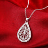 Fine 925 sterling Silver elegant water drop pattern Pendant Necklace earring For Women  party wedding Jewelry sets