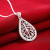 Fine 925 sterling Silver elegant water drop pattern Pendant Necklace earring For Women  party wedding Jewelry sets