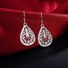 Fine 925 sterling Silver elegant water drop pattern Pendant Necklace earring For Women  party wedding Jewelry sets