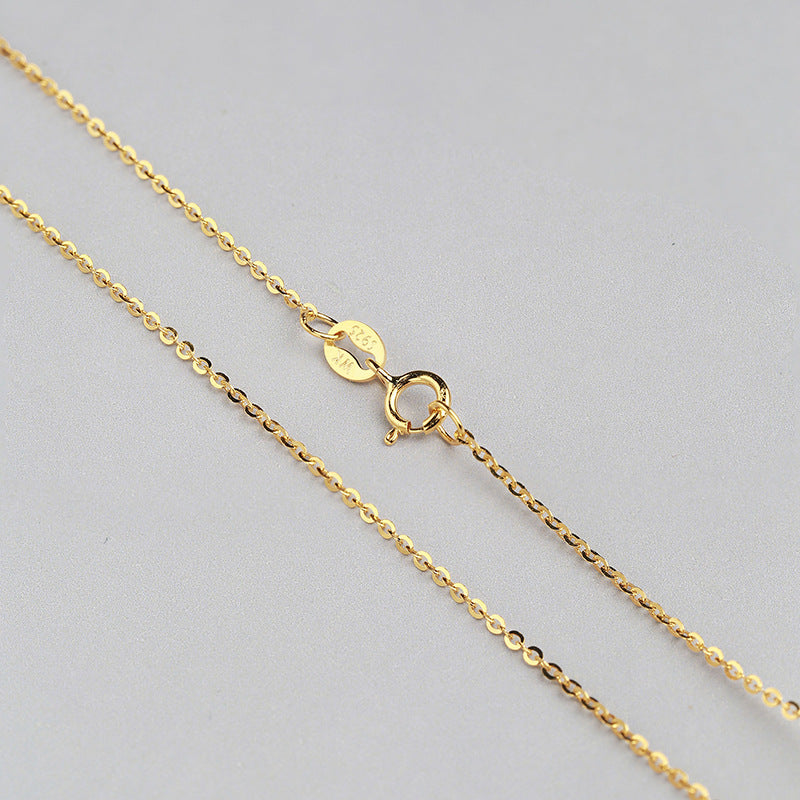 Fine Cable 0.8 mm thickness 925 Sterling Silver Chain Necklace 45 CM & 40 CM length White/Yellow/Rose Gold Color