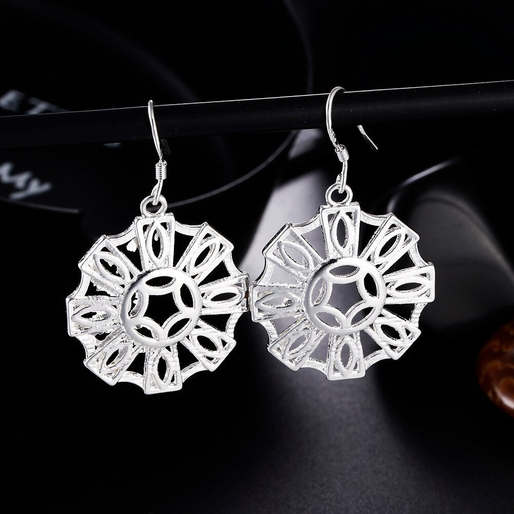 Fine Charms 925 Stamped Silver Carved Earrings for Women wedding Party  noble Jewelry Holiday gifts