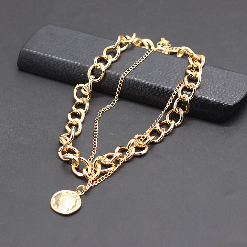 Fine Chain Necklace Thick Chain Necklace Double Personality Chain Hip-hop Neck Short Clavicle Chain Women