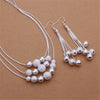 Fine Fringed beads 925 Sterling Silver necklaces earrings Jewelry sets for women Party wedding accessories Gifts
