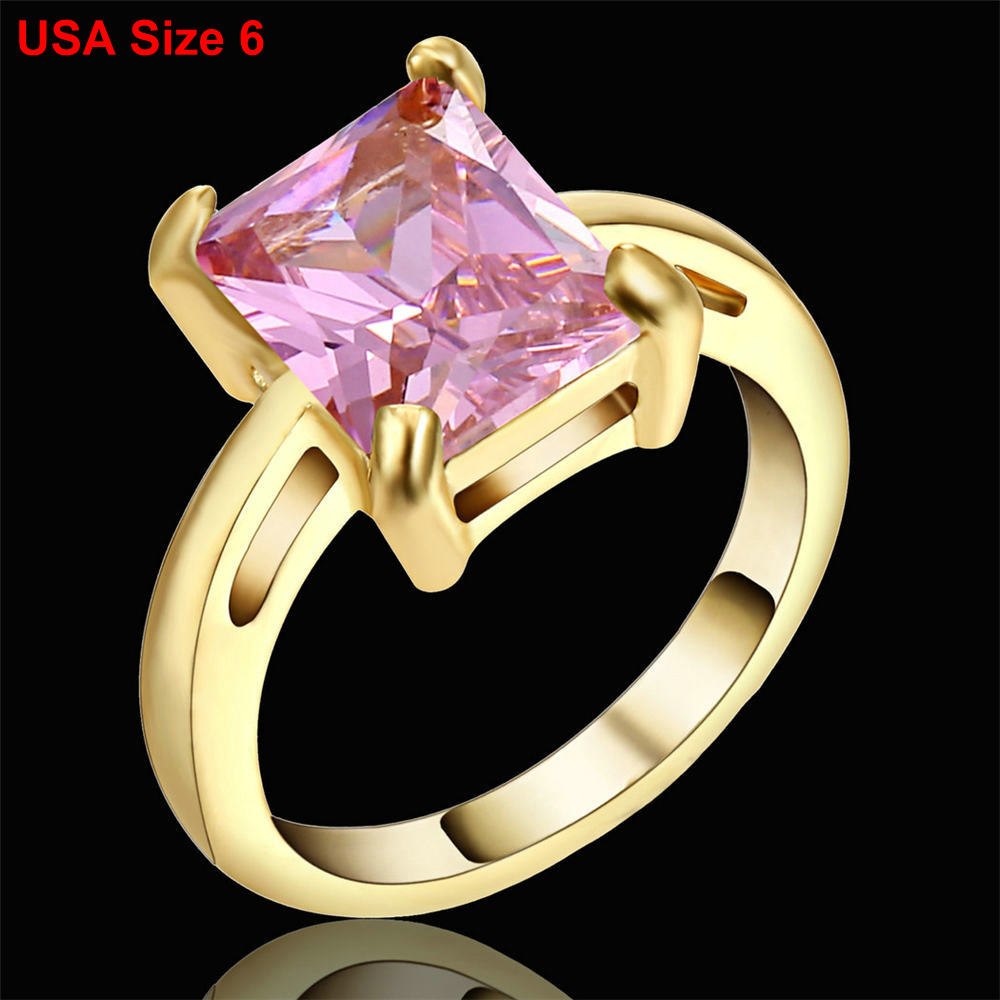 Fine Jewellery Silver Gold Colour Rings for Factory Womens Engagement Rings Fashion Jewelry Large Rectangle Crystal Promise Ring