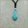 Fine Jewelry 50mm Natural Crystal Stone Blue Figure Palm Pendant Trendy Rope Chain Women Men Unisex Necklaces Bag Kolye Bayan