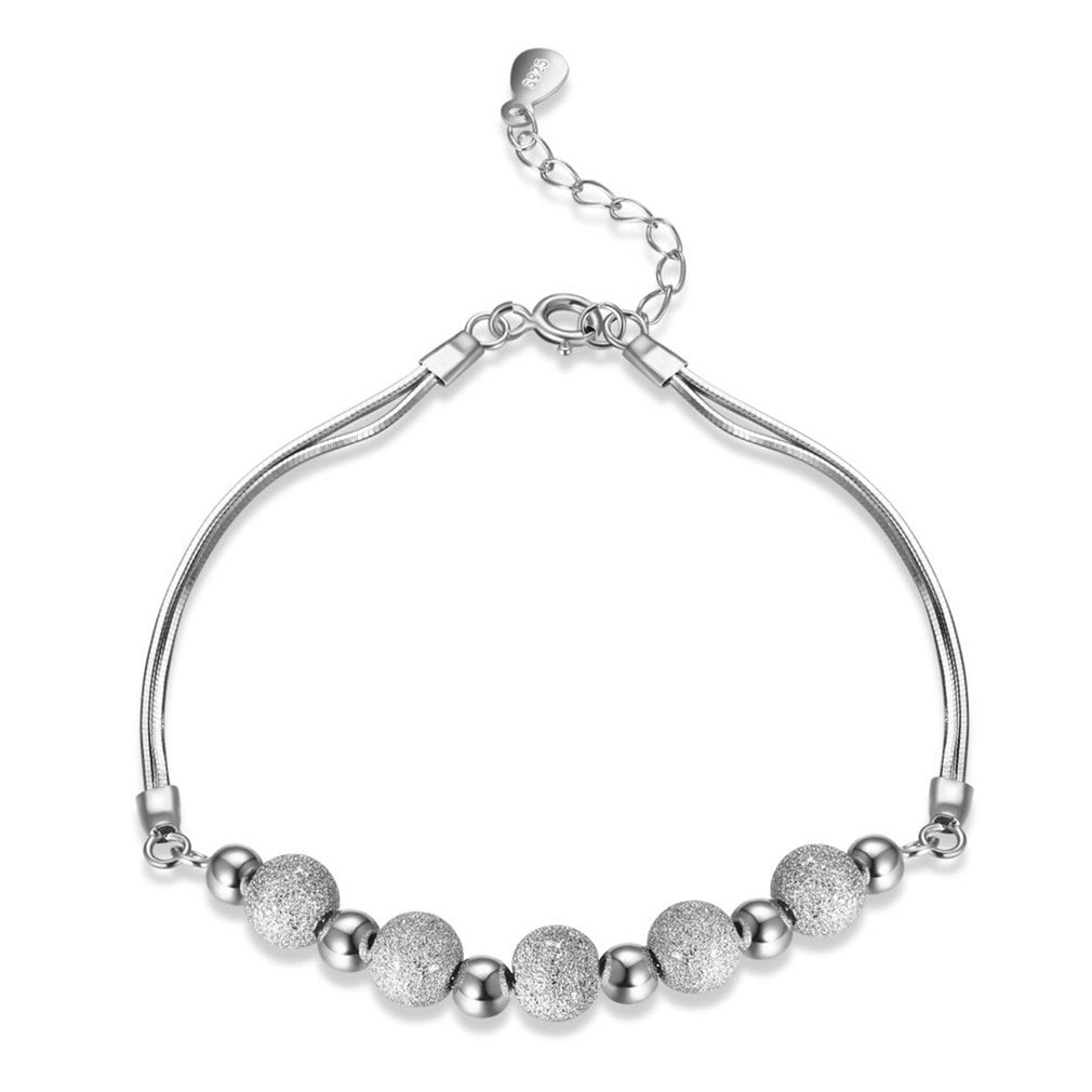 Fine Jewelry 925 Silver Fashion Women Shiny Bracelets Simple Small Round Beads Design Bangles Women Jewelry Accessories