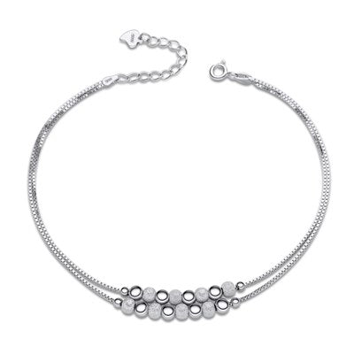 Fine Jewelry 925 Sterling Silver Bracelets for Women Fine Jewelry Round Beads Box Link Chain Bracelets & Bangles Lovers Gifts