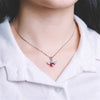 Fine Jewelry 925 Sterling Silver Necklaces For Women Fine Jewelry LOVE Blue Pink Crystal Angle Wings Pendant & Necklaces Gifts