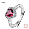 Fine Jewelry 925 Sterling Silver Ruby Ring Heart Woman Jewelry Silver Ring
