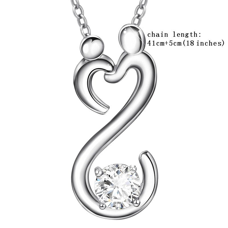 Fine Jewelry 925 Sterling Silver aestheticism Chain Customized silver colour CZ love Family Necklaces & Pendants For Women gift