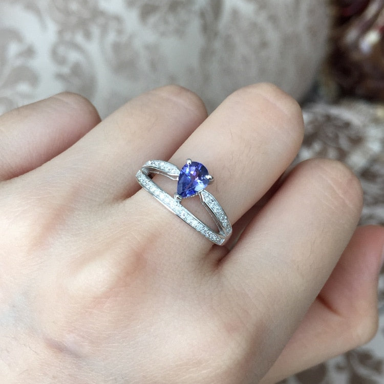 Fine Jewelry AAA Tanzanite Crown Wedding Ring For Girl Gift 925 Sterling Sliver Adjustable Princess Rings Jewelry