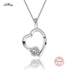 Fine Jewelry Cute Heart Pendant 925 Sterling Silver Necklace Fashion Accessories Wedding Party for Women Gift 2 Color