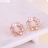 Fine Jewelry Fashion 925 Sterling Silver Stud Earrings For Women Flower Pearl Crystal Rose Gold Earring Shinning