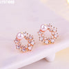 Fine Jewelry Fashion 925 Sterling Silver Stud Earrings For Women Flower Pearl Crystal Rose Gold Earring Shinning