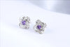 Fine Jewelry Flower Stud Earring Women White Purple AAA Crystal Zircon 100% S925 Sterling Silver boucle d'oreille Stud Earrings