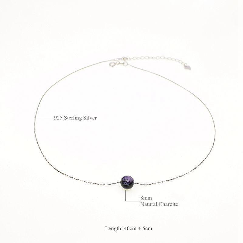 Fine Jewelry Healing Crystal Ball Chokers Necklaces 925 Silver Charoite Gem Stones Women #b011n