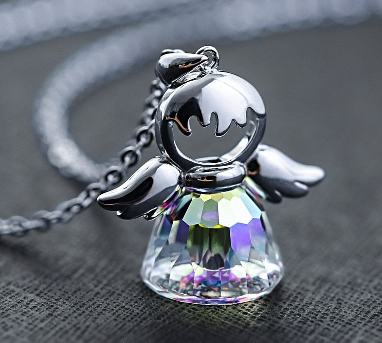 Fine Jewelry Luxury European Brand Guardian Angel Guardian Angel Crystal from Swarovski For Woman Name Necklace Charm