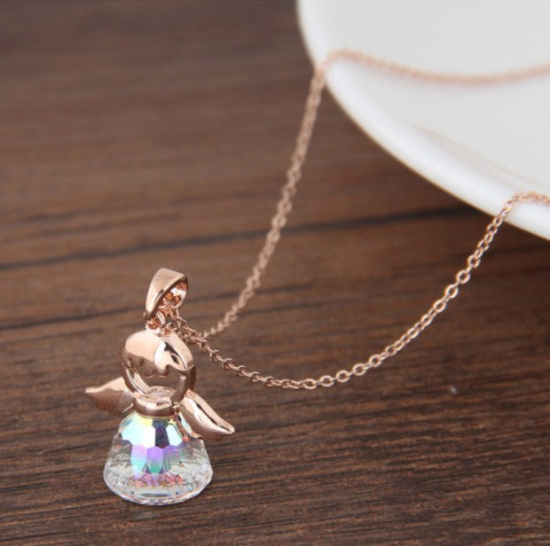 Fine Jewelry Luxury European Brand Guardian Angel Guardian Angel Crystal from Swarovski For Woman Name Necklace Charm