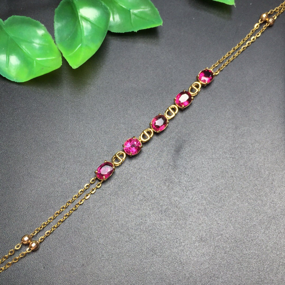 Fine Jewelry Real 18K Rose Gold AU750 G18K 100% Natural Brazil Tourmaline Gemstones Jewellery Bracelets for women Fine Bracelet