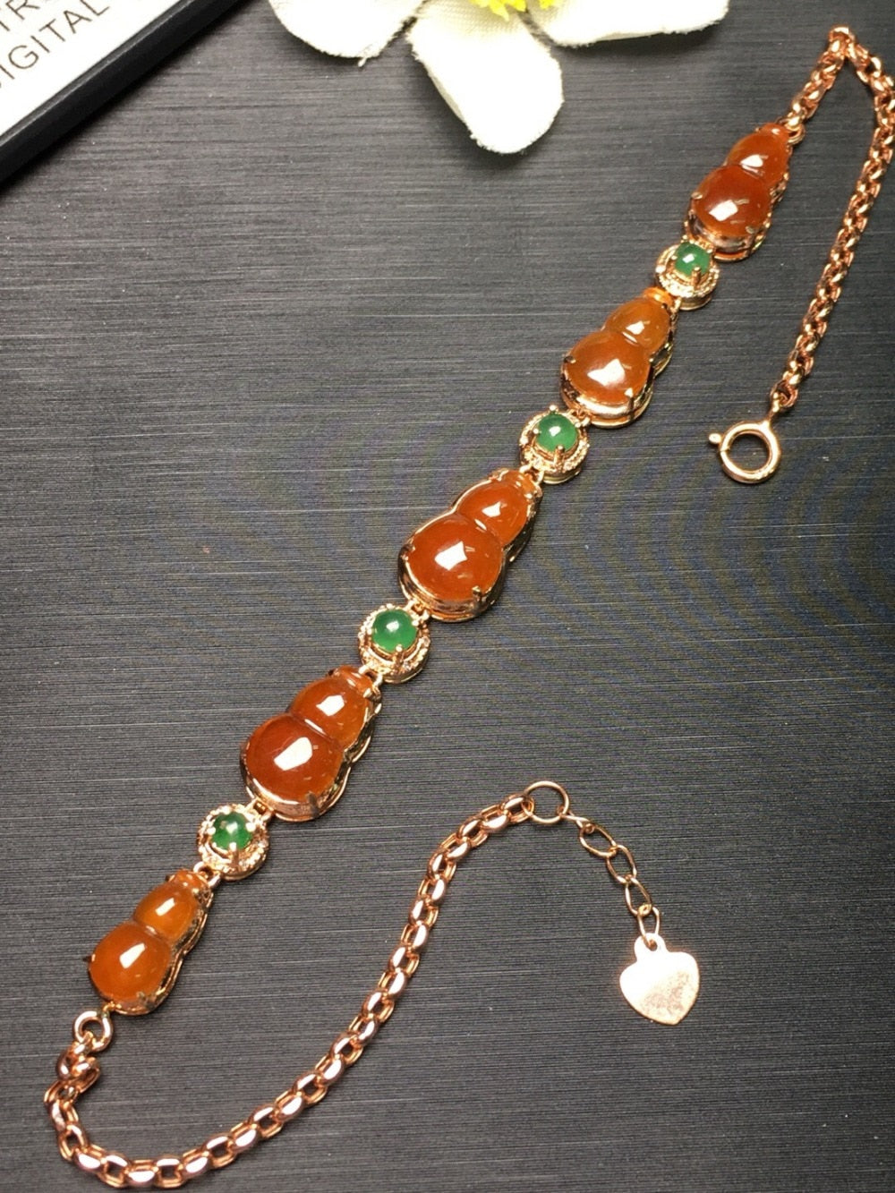 Fine Jewelry Real 18K Rose Gold AU750 Myanmer Origin Natural Burmes Red Jade Gemstone Female Bracelets for Women Fine Bracelets