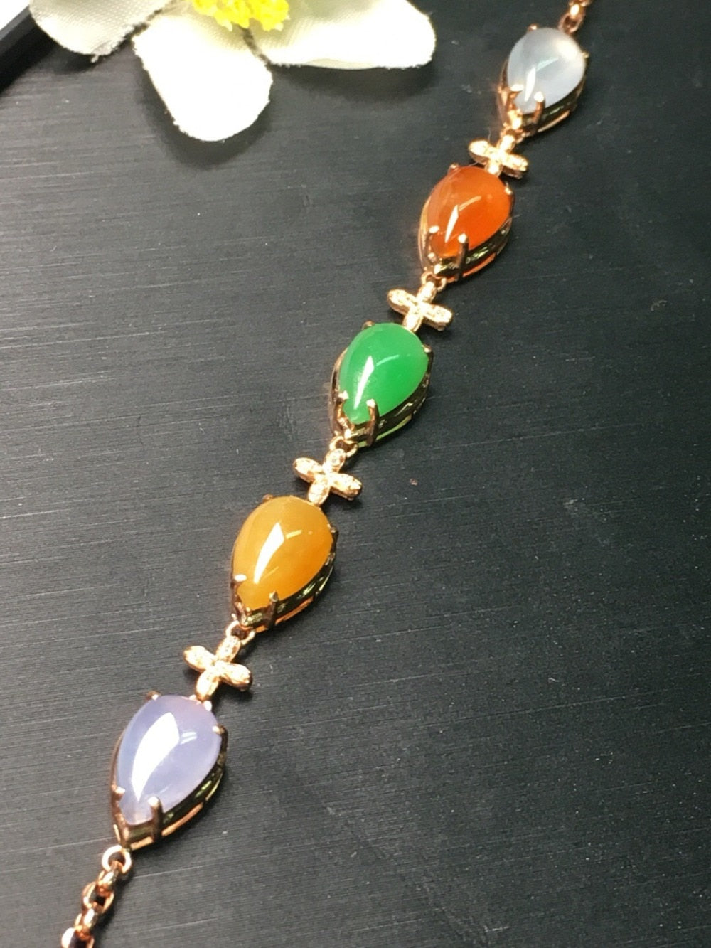 Fine Jewelry Real 18K Rose Gold AU750 Myanmer Origin Natural Burmes Red Jade Gemstone Female Bracelets for Women Fine Bracelets