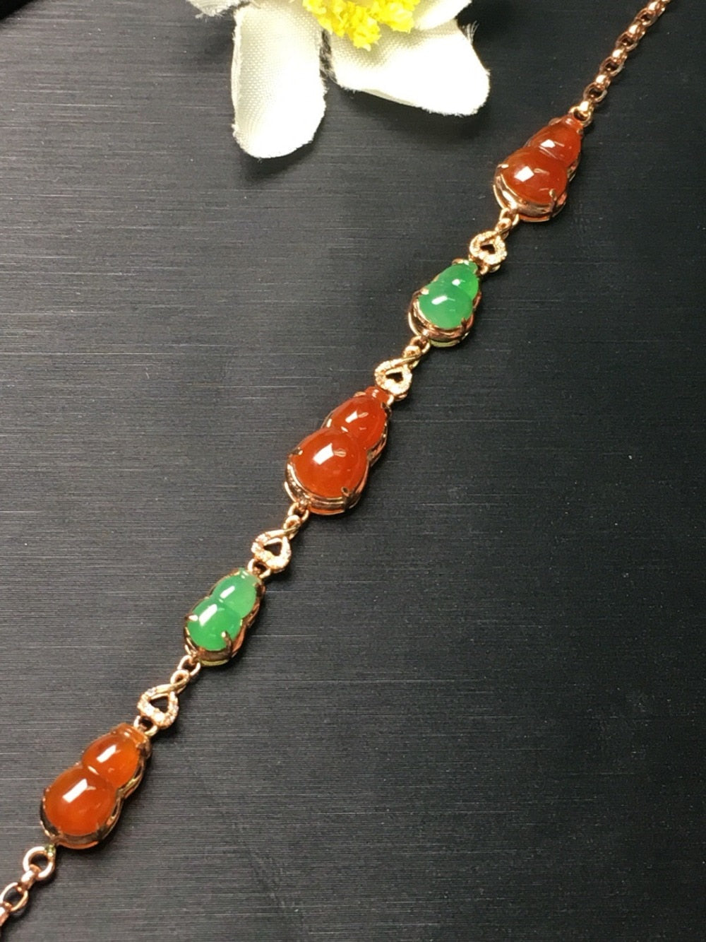 Fine Jewelry Real 18K Rose Gold AU750 Myanmer Origin Natural Burmes Red Jade Gemstone Female Bracelets for Women Fine Bracelets