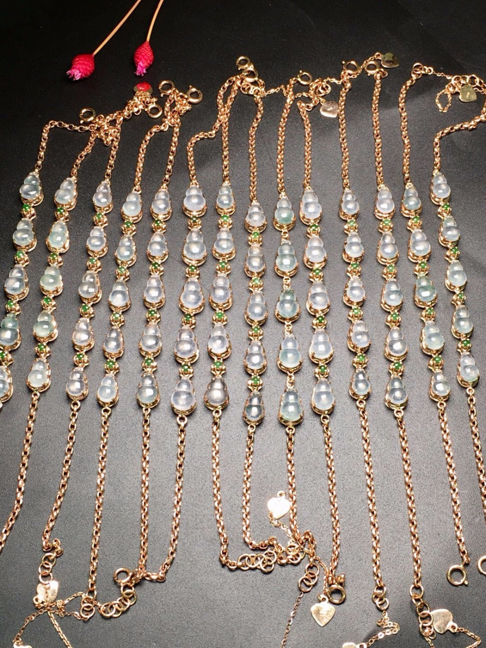 Fine Jewelry Real 18K Rose Gold AU750 Myanmer Origin Natural Burmes Red Jade Gemstone Female Bracelets for Women Fine Bracelets