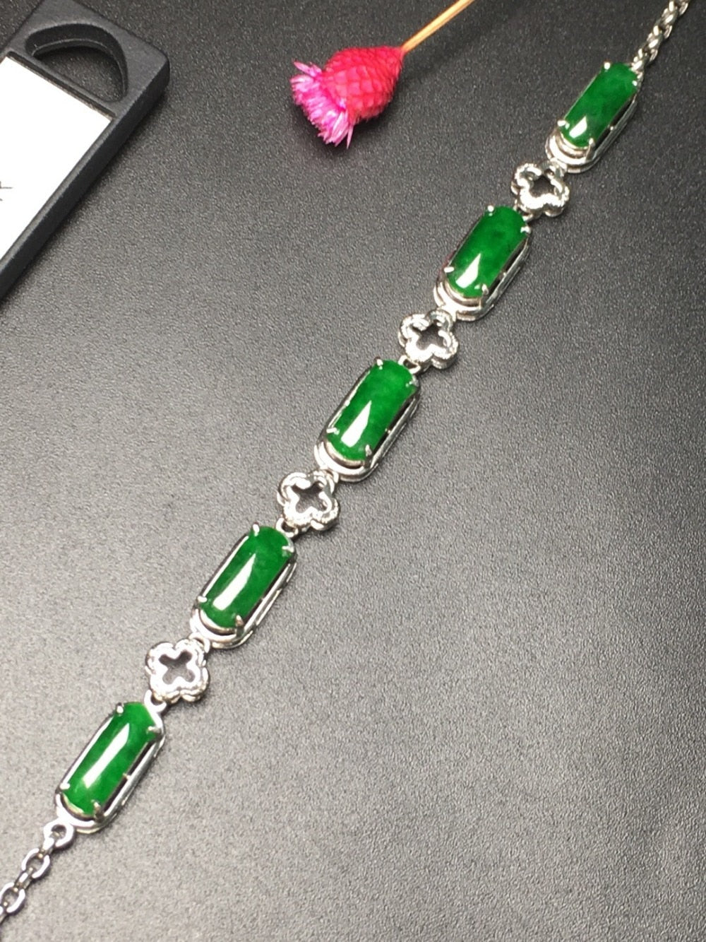 Fine Jewelry Real 18K Rose Gold AU750 Myanmer Origin Natural Green Jade Gemstone Female Bracelets for Women Fine Bracelets