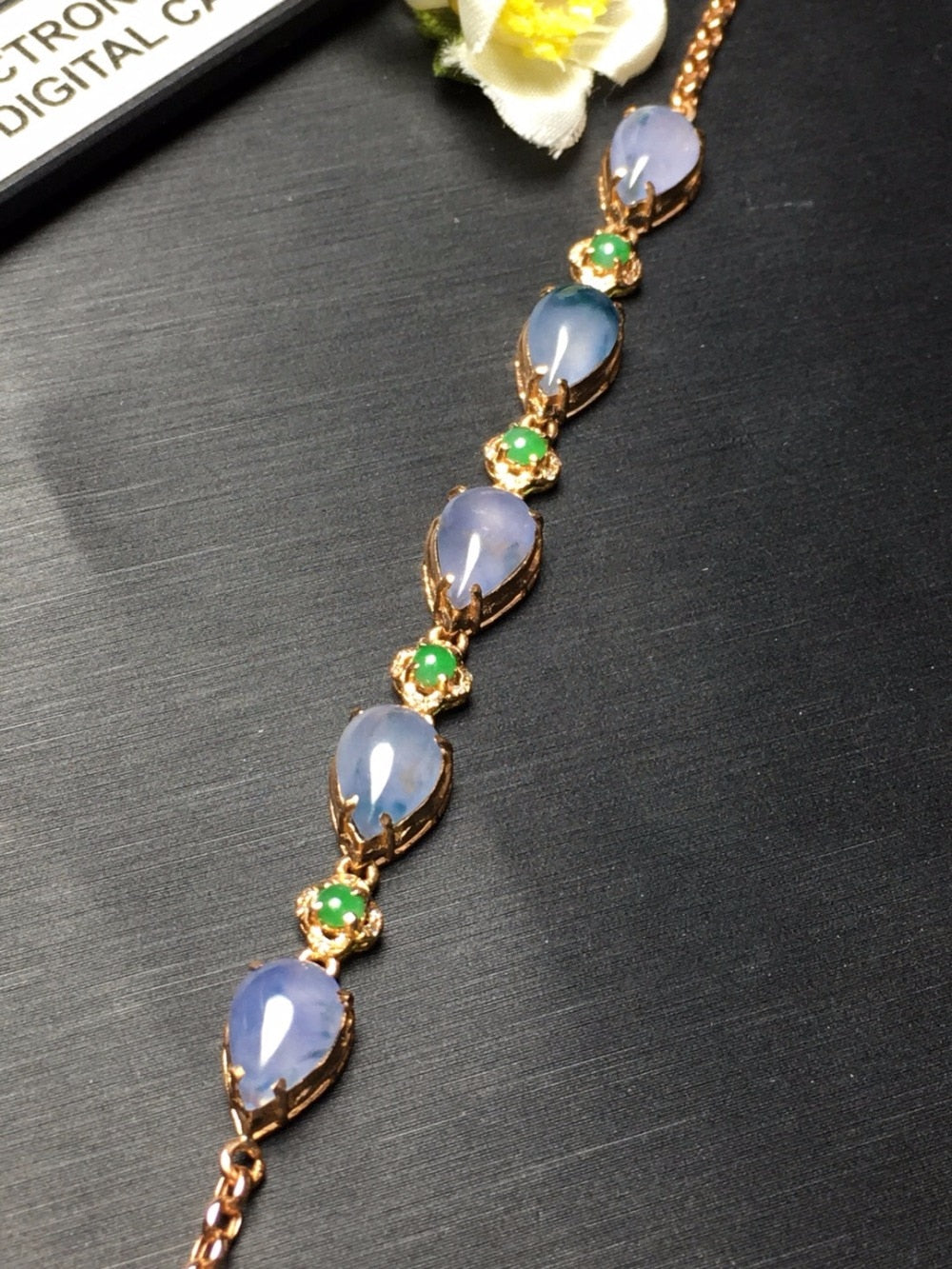 Fine Jewelry Real 18K Rose Gold AU750 Myanmer Origin Natural Green Jade Gemstone Female Bracelets for Women Fine Bracelets