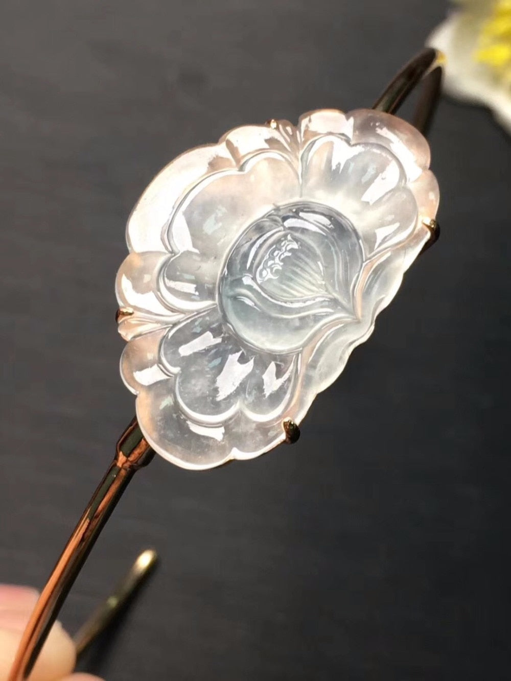 Fine Jewelry Real 18K Rose Gold Natural burma jade bangle bracelet jade naturelle jonc myanmar jade bracelet Certificate