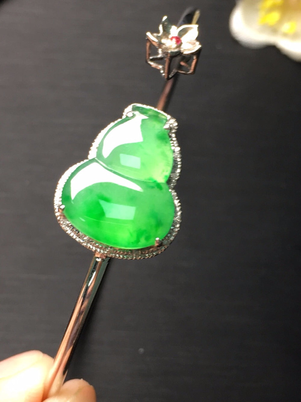 Fine Jewelry Real 18K Rose Gold Natural burma jade bangle bracelet jadite naturelle jonc myanmar jade bracelet Certificate