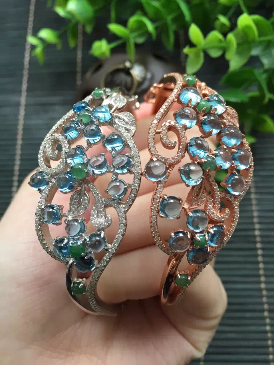 Fine Jewelry Real 925 Steling Silver s925 100% Natural Blue Topaz Gemstone Female Christmas Gift Fine Bangles for Women