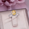 Fine Jewelry Rings For Women Soild 925 Silver Cubic Zirconia Yellow Rectangle Stone Simple Ring Bridal Wedding Engagement Bague