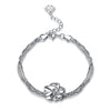 Fine Jewelry Romantic 925 Sterling Silver Link Chain Flower Pendant Woman Bracelet Jewelry All-match Style fit Wedding Party