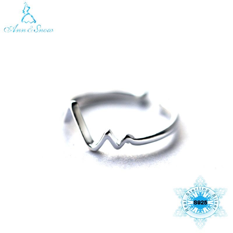 Fine Jewelry Sterling Silver 925 Boho Free Size Heartbeat Party Gift To Girls Wholesale Real Womens Jewellery Accessories Rings