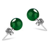 Fine Jewelry Stud Earrings For Women Solid 925 Silver 6mm Red Green Agate Yellow Chalcedony Classic Earring Party Gift