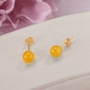 Fine Jewelry Stud Earrings For Women Solid 925 Silver 6mm Red Green Agate Yellow Chalcedony Classic Earring Party Gift